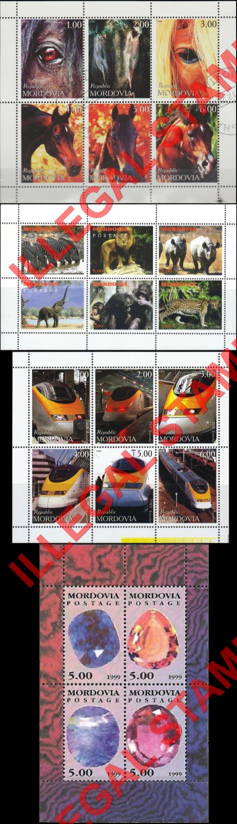 Republic of Mordovia 1999 Counterfeit Illegal Stamps (Part 2)