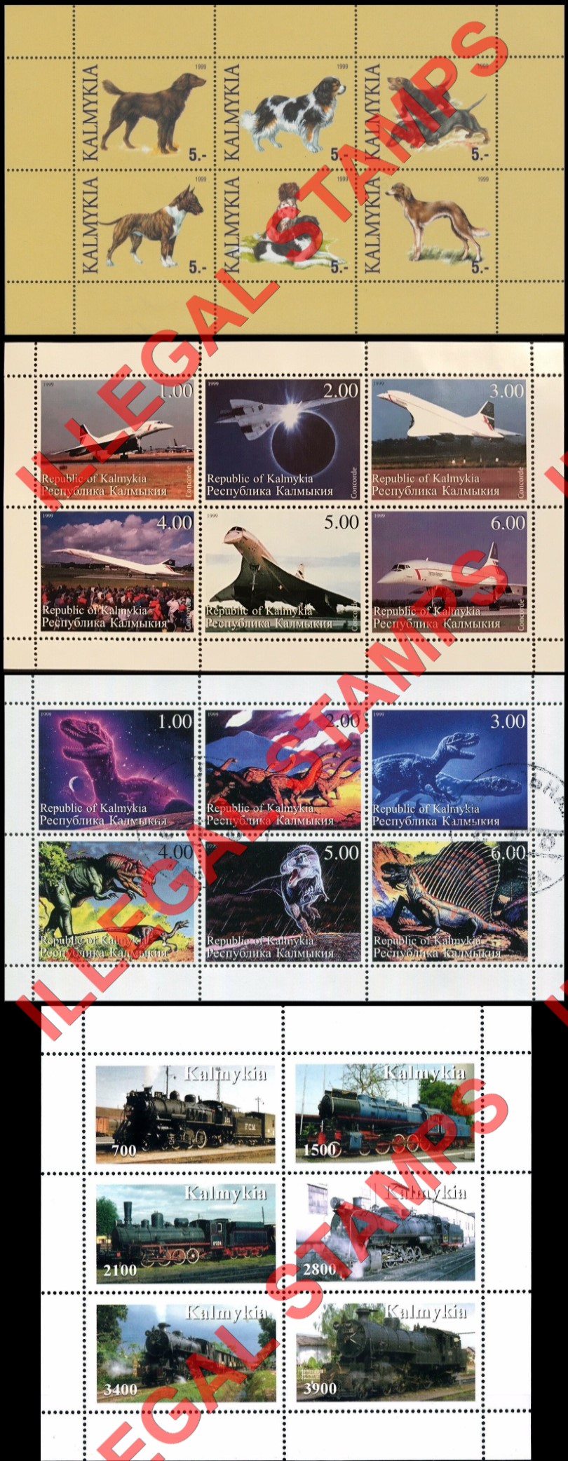 Republic of Kalmykia 1999 Illegal Stamps