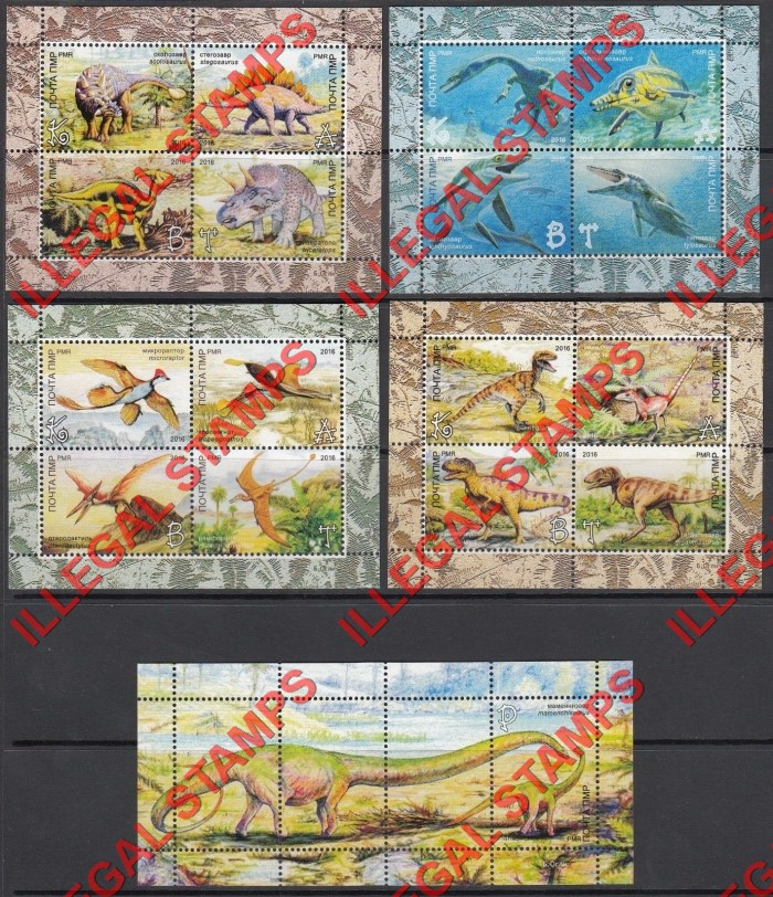 Transnistria 2016 Dinosaurs Illegal Stamps