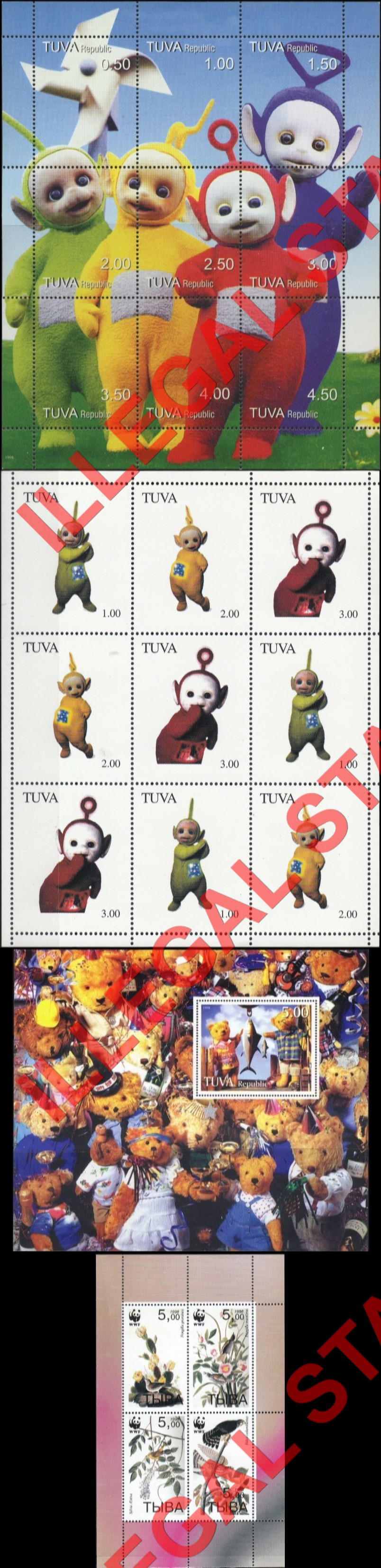 Republic of Tuva 1998 Counterfeit Illegal Stamps (Part 2)