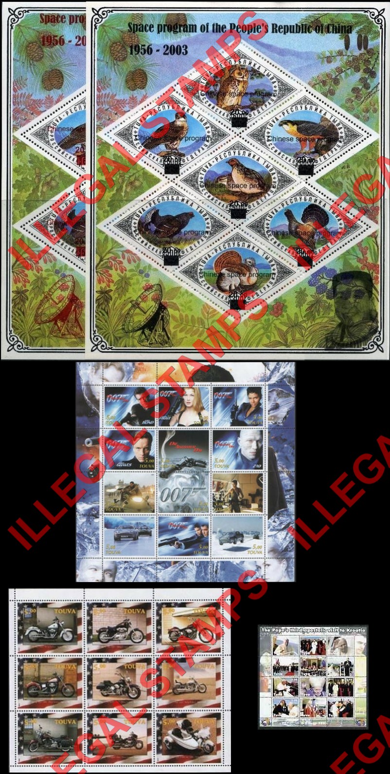 Republic of Tuva 2003 Counterfeit Illegal Stamps