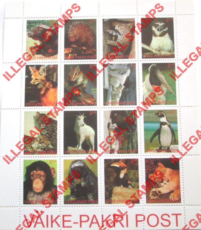 Vaike-Pakri Post Animals Illegal Stamps