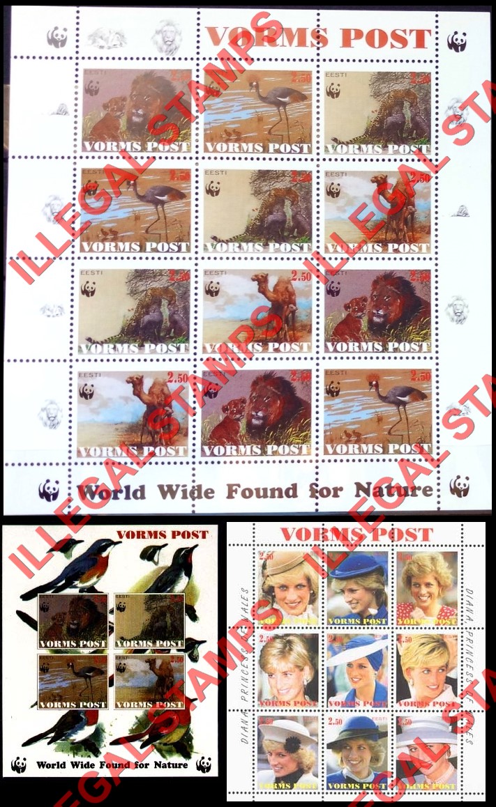 Vorms Post WWF and Princess Diana Illegal Stamps