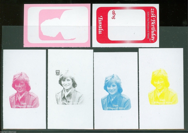 1982 21st Birthday of Princess Diana Inverted Frame Error Color Proof Forgeries