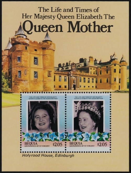 Saint Vincent Bequia 1985 85th Birthday of Queen Elizabeth the Queen Mother Omnibus Series Souvenir Sheet