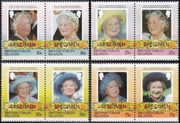 British Virgin Islands 1985 85th Birthday of Queen Elizabeth the Queen Mother Omnibus Series SPECIMEN Stamps