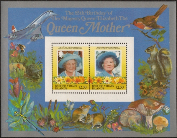 British Virgin Islands 1985 85th Birthday of Queen Elizabeth the Queen Mother $2.50 Restricted Printing Souvenir Sheet