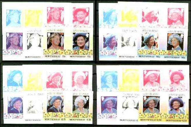 Montserrat 1985 85th Birthday of Queen Elizabeth the Queen Mother Progressive Color Proof Sets