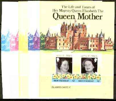 Montserrat 1985 85th Birthday of Queen Elizabeth the Queen Mother Progressive Color Proofs of the Original Souvenir Sheet