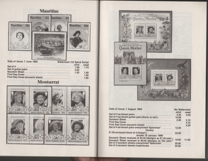 Urch Harris Ad Showing Montserrat 1985 85th Birthday Stamps and Varieties