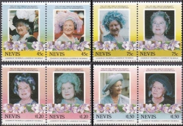 Nevis 1985 85th Birthday of Queen Elizabeth the Queen Mother Stamps