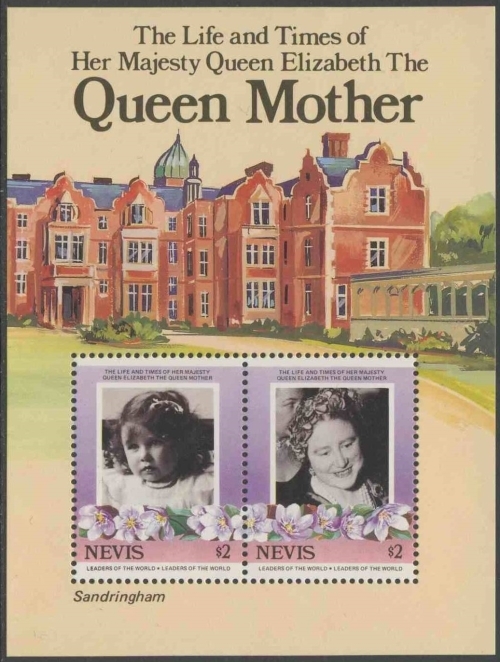 Nevis 1985 85th Birthday of Queen Elizabeth the Queen Mother Omnibus Series Souvenir Sheet