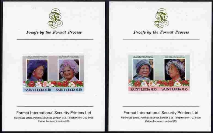 Saint Lucia 1985 85th Birthday of Queen Elizabeth the Queen Mother Proof Presentation Cards