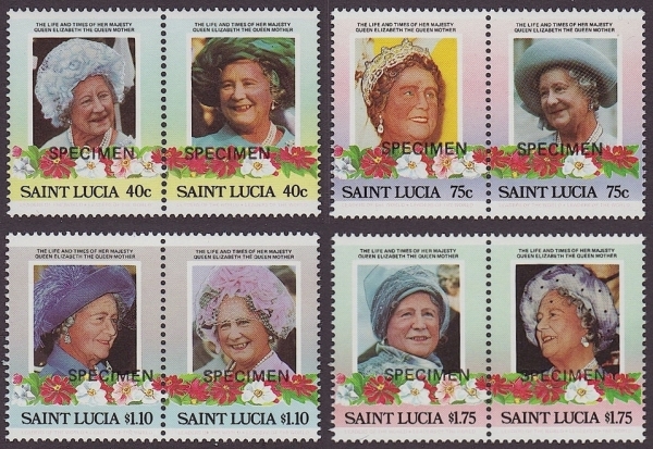 Saint Lucia 1985 85th Birthday of Queen Elizabeth the Queen Mother Omnibus Series SPECIMEN Stamps