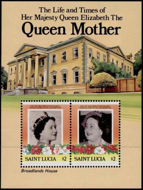 Saint Lucia 1985 85th Birthday of Queen Elizabeth the Queen Mother Original Souvenir Sheet