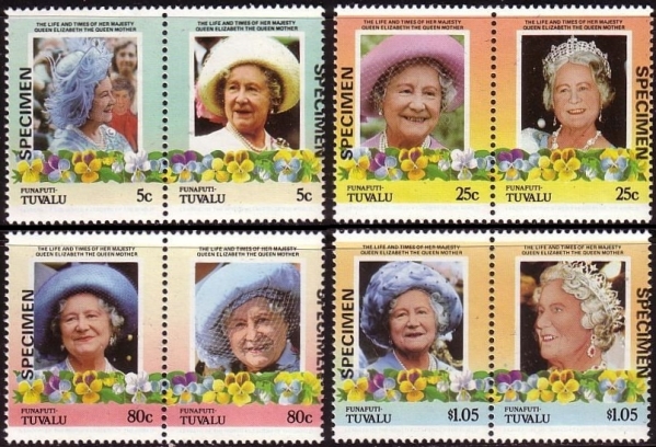 Funafuti 1985 85th Birthday of Queen Elizabeth the Queen Mother Omnibus Series SPECIMEN Stamps