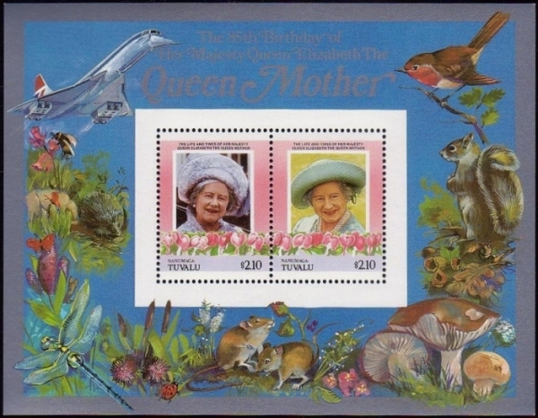 Nanumaga 1986 85th Birthday of Queen Elizabeth the Queen Mother $2.10 Restricted Printing Souvenir Sheet