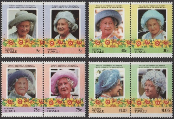 Nanumea 1985 85th Birthday of Queen Elizabeth the Queen Mother Stamps
