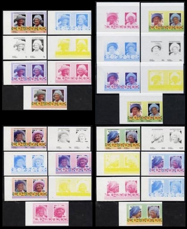 Nanumea 1985 85th Birthday of Queen Elizabeth the Queen Mother Omnibus Series Progressive Color Proofs