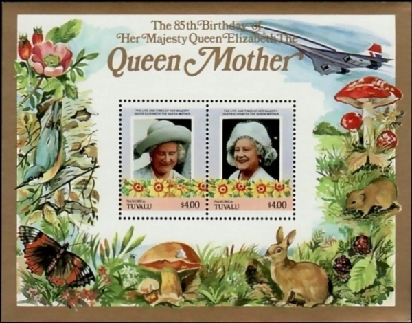 Nanumea 1986 85th Birthday of Queen Elizabeth the Queen Mother $4.00 Restricted Printing Souvenir Sheet