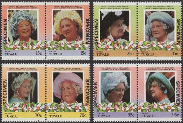 Niutao 1985 85th Birthday of Queen Elizabeth the Queen Mother Omnibus Series SPECIMEN Stamps