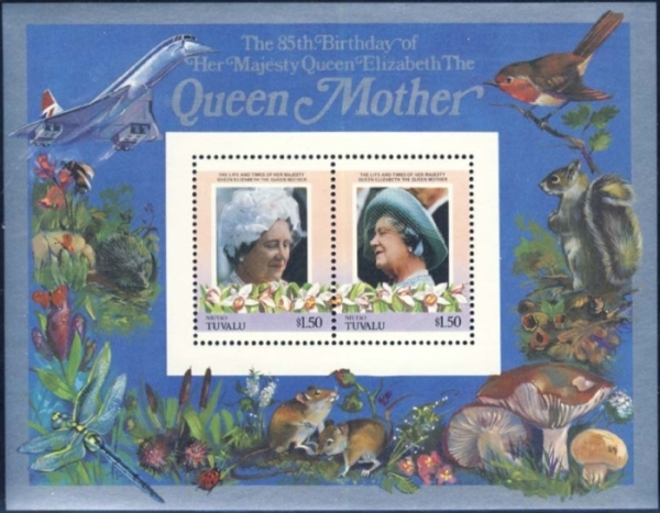 Niutao 1986 85th Birthday of Queen Elizabeth the Queen Mother $1.50 Restricted Printing Souvenir Sheet