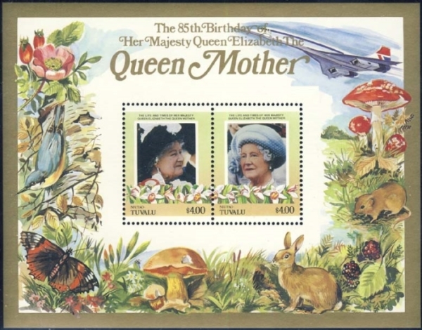 Niutao 1986 85th Birthday of Queen Elizabeth the Queen Mother $4.00 Restricted Printing Souvenir Sheet