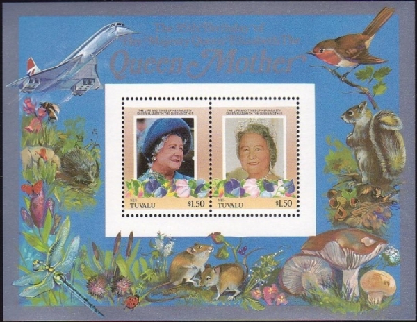 Nui 1986 85th Birthday of Queen Elizabeth the Queen Mother $1.50 Restricted Printing Souvenir Sheet