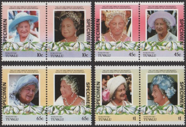 Nukufetau 1985 85th Birthday of Queen Elizabeth the Queen Mother Omnibus Series SPECIMEN Stamps