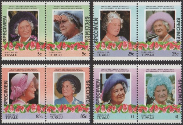 Nukulaelae 1985 85th Birthday of Queen Elizabeth the Queen Mother Omnibus Series SPECIMEN Stamps