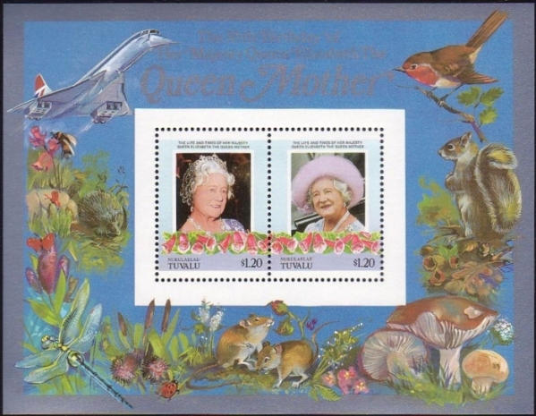 Nukulaelae 1986 85th Birthday of Queen Elizabeth the Queen Mother $1.20 Restricted Printing Souvenir Sheet