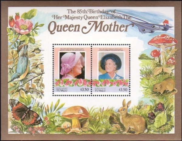 Nukulaelae 1986 85th Birthday of Queen Elizabeth the Queen Mother $3.50 Restricted Printing Souvenir Sheet