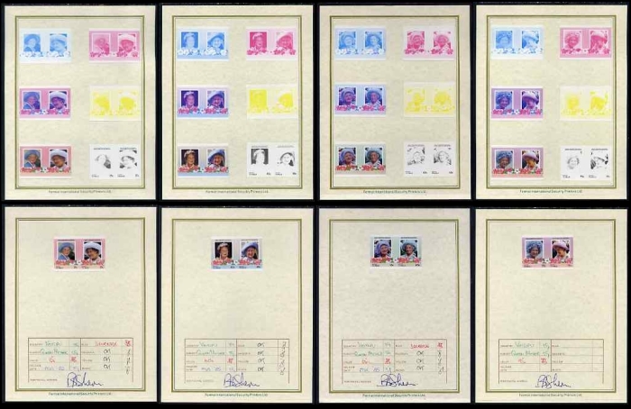 Vaitupu 1985 85th Birthday of Queen Elizabeth the Queen Mother Progressive Color Proof Presentation Folders