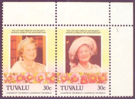 Tuvalu 1985 85th Birthday of Queen Elizabeth the Queen Mother Scott 312 Missing Blue Color Error