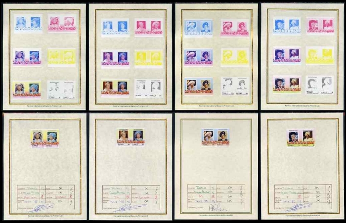 Tuvalu 1985 85th Birthday of Queen Elizabeth the Queen Mother Progressive Color Proof Presentation Folders
