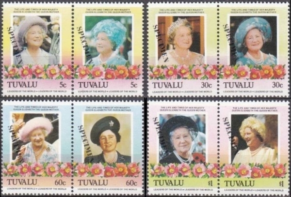 Tuvalu 1985 85th Birthday of Queen Elizabeth the Queen Mother Omnibus Series SPECIMEN Stamps