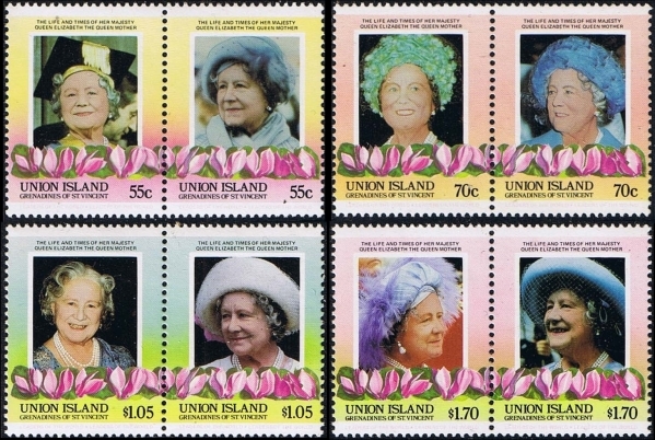Saint Vincent Union Island 1985 85th Birthday of Queen Elizabeth the Queen Mother Omnibus Series Stamps