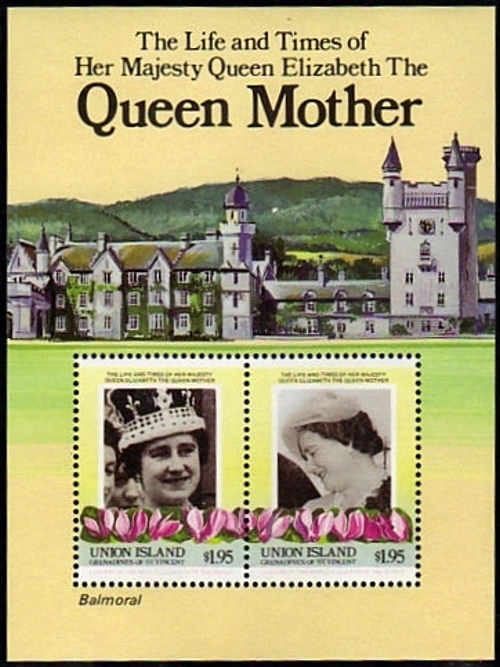 Saint Vincent Union Island 1985 85th Birthday of Queen Elizabeth the Queen Mother Original Souvenir Sheet