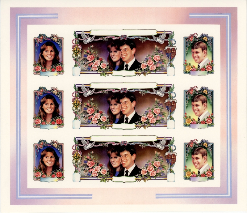 Belize 1986 Royal Wedding Imperforate All Colors Proof Sheetlet of 9