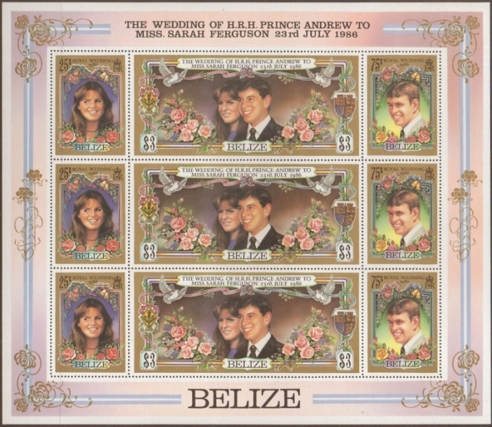 Belize 1986 Royal Wedding Stamp Sheetlet