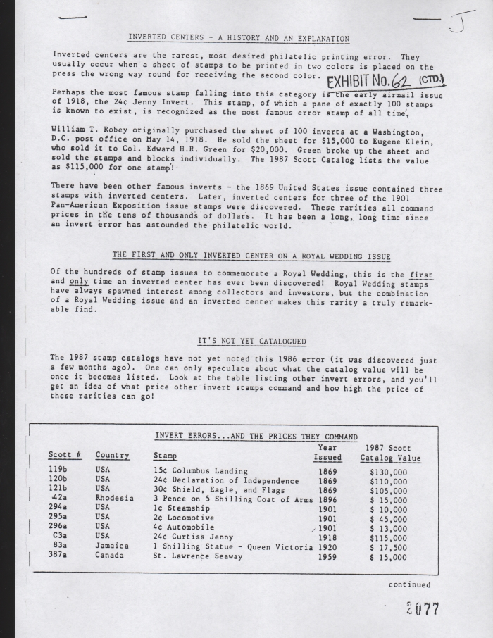 First Coinvestors Inc. Ad for Belize 1986 Royal Wedding Inverted Black Inscriptions Error Sheetlet page3
