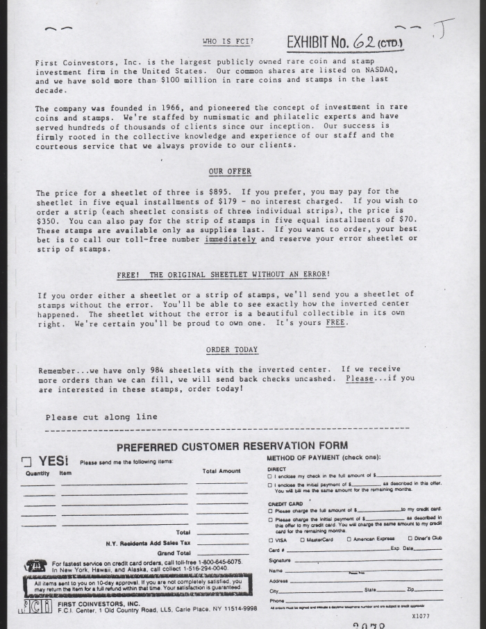 First Coinvestors Inc. Ad for Belize 1986 Royal Wedding Inverted Black Inscriptions Error Sheetlet page4