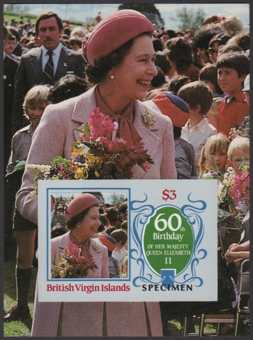 British Virgin Islands 1986 60th Birthday of Queen Elizabeth II Omnibus Series Imperforate SPECIMEN Overprinted Souvenir Sheet