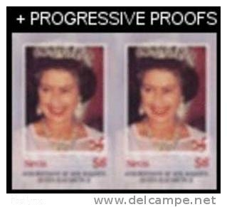 Nevis 1986 60th Birthday of Queen Elizabeth II Ad for $8 Progressive Color Proof Set