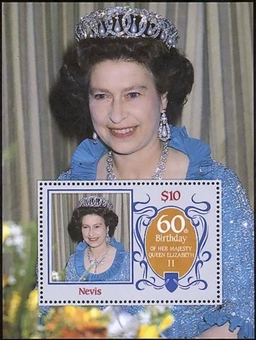 Nevis 1986 60th Birthday of Queen Elizabeth II Souvenir Sheet