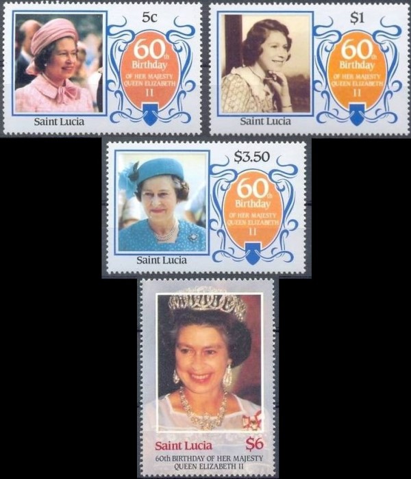 Saint Lucia 1986 60th Birthday of Queen Elizabeth II Omnibus Series Stamps