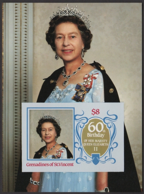 Saint Vincent Grenadines 1986 60th Birthday of Queen Elizabeth II Omnibus Series Imperforate Souvenir Sheet