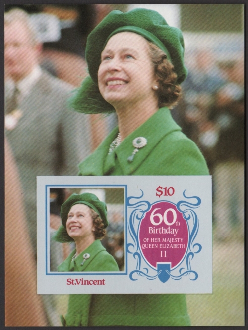 Saint Vincent 1986 60th Birthday of Queen Elizabeth II Omnibus Series Imperforate Souvenir Sheet