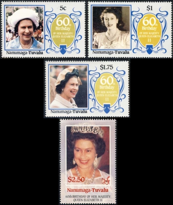 Nanumaga 1986 60th Birthday of Queen Elizabeth II Omnibus Series Stamps
