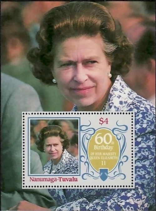 Nanumaga 1986 60th Birthday of Queen Elizabeth II Omnibus Series Souvenir Sheet